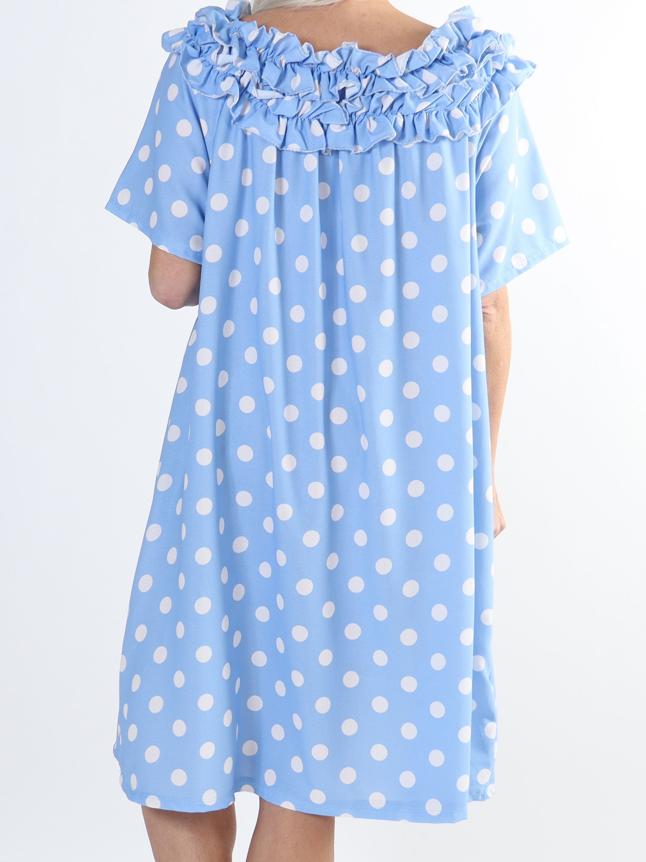 Chili Sleeveless Dress Dot - Plus size kjole med prikker og flæser